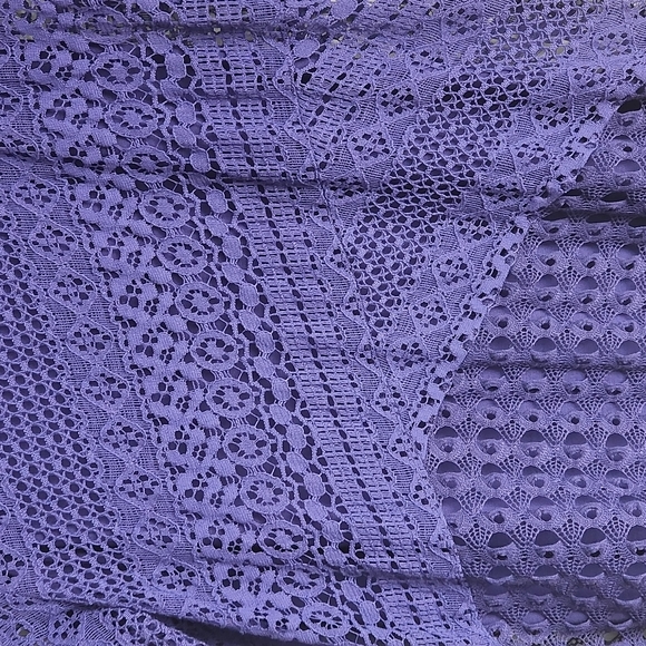 JM Collection Women's M Dark Purple Lace W Liner & 3/4 length Lace Sleeves - Picture 5 of 9